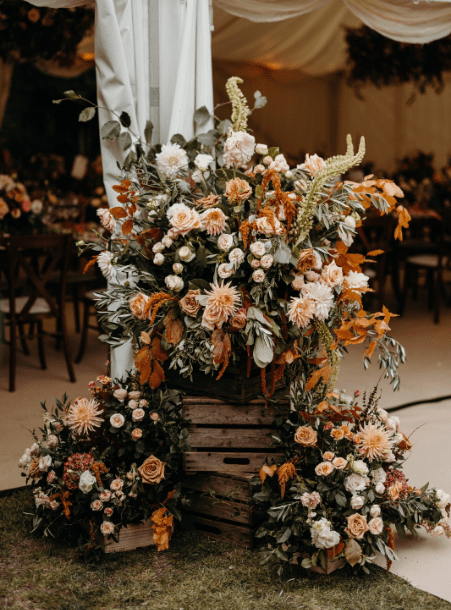 wedding flowers in London - autumnal in colour
